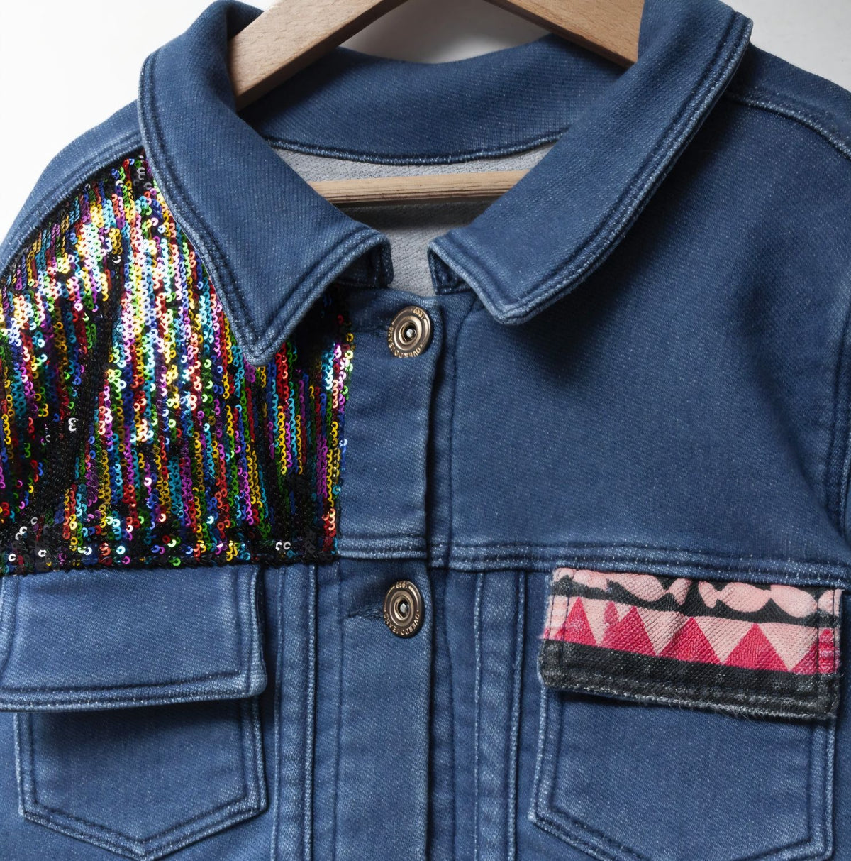 Custom Patchwork and Graphic Denim Jacket