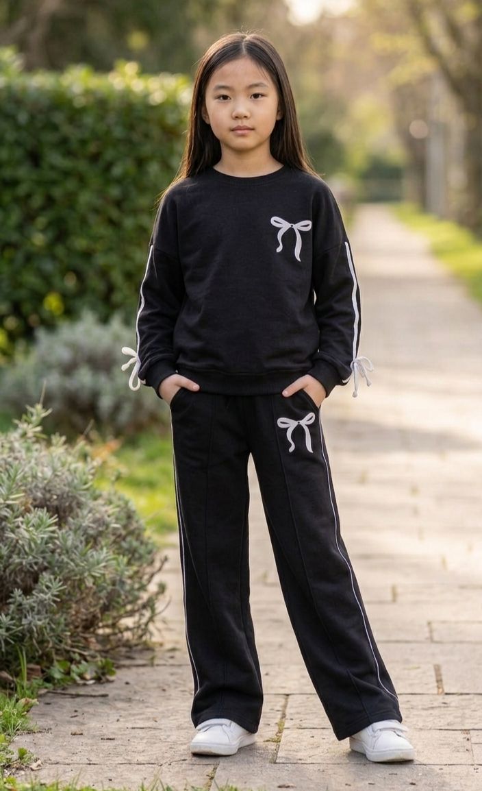 Noir Bow Fleece Set