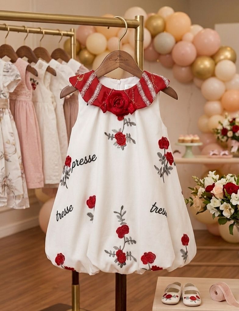 Crimson Rose Bubble Dress