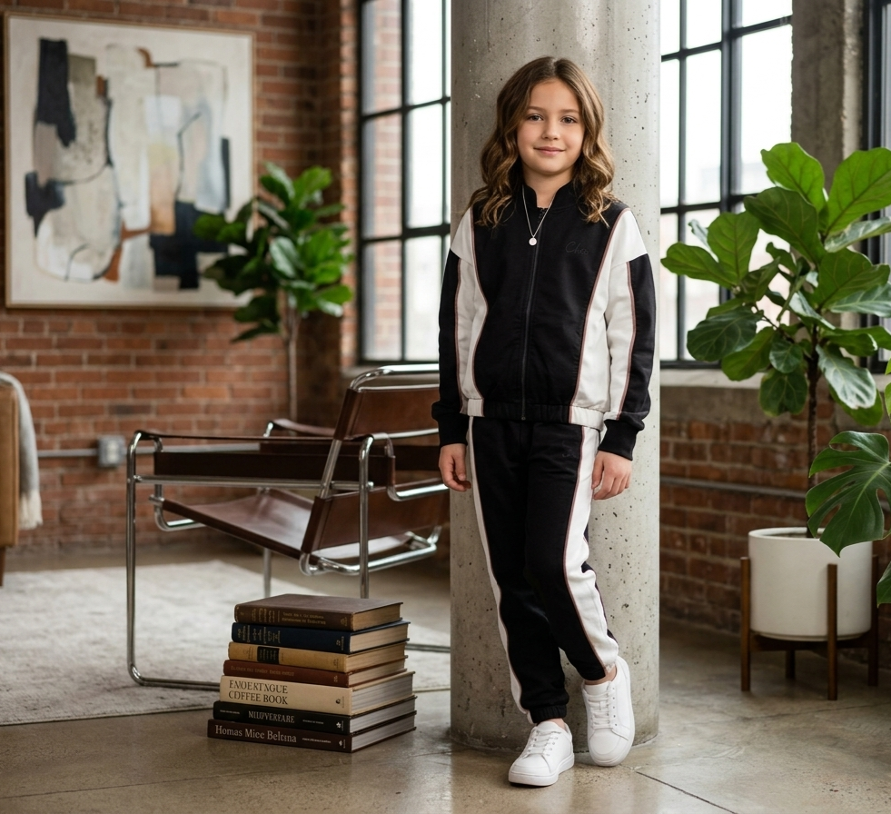 Zaya Kidz black and white two-piece tracksuit