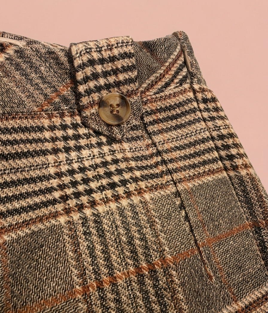 Zaya Kidz rust coat, knit vest, blouse and plaid pants outfit set