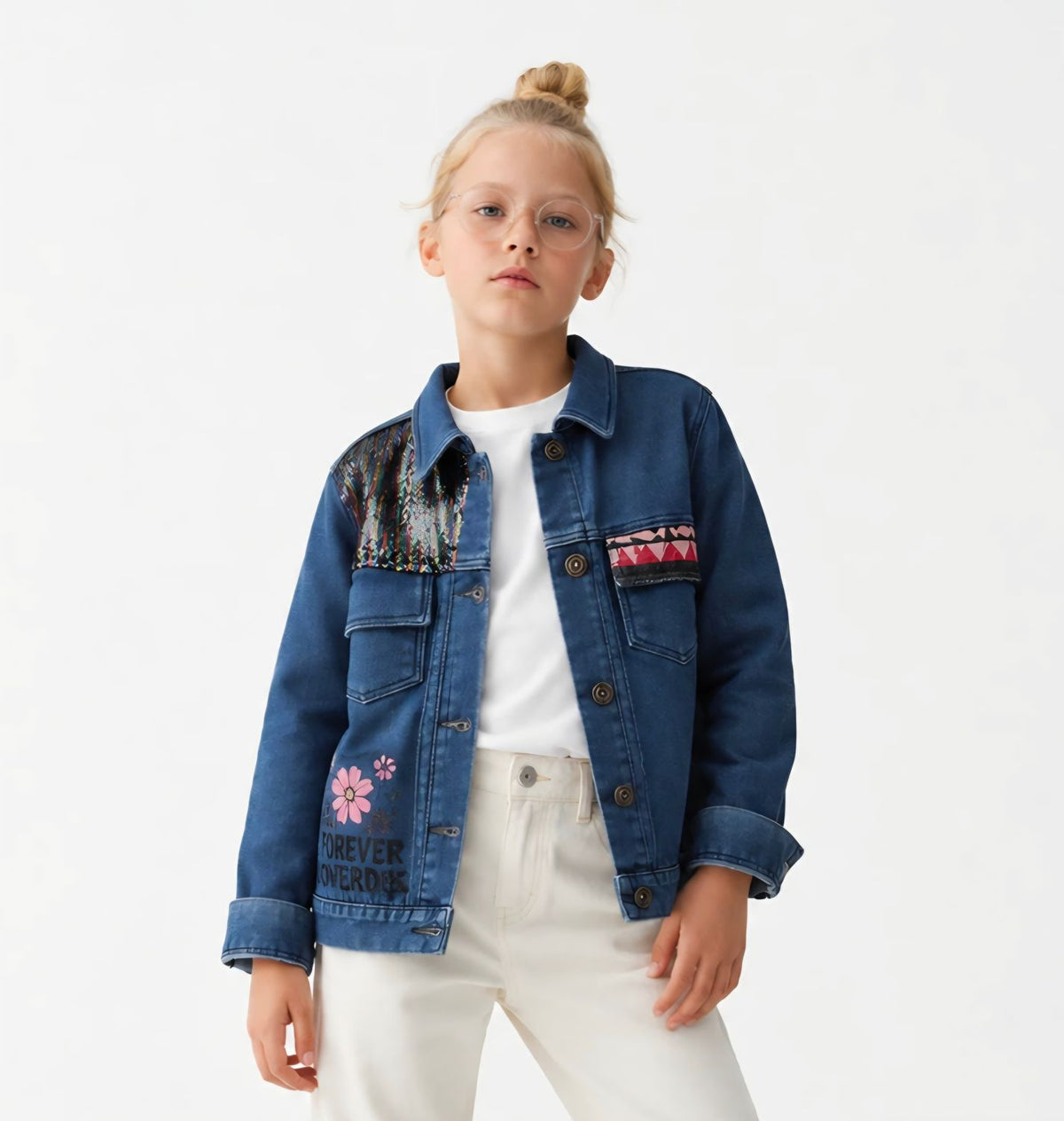 Custom Patchwork and Graphic Denim Jacket