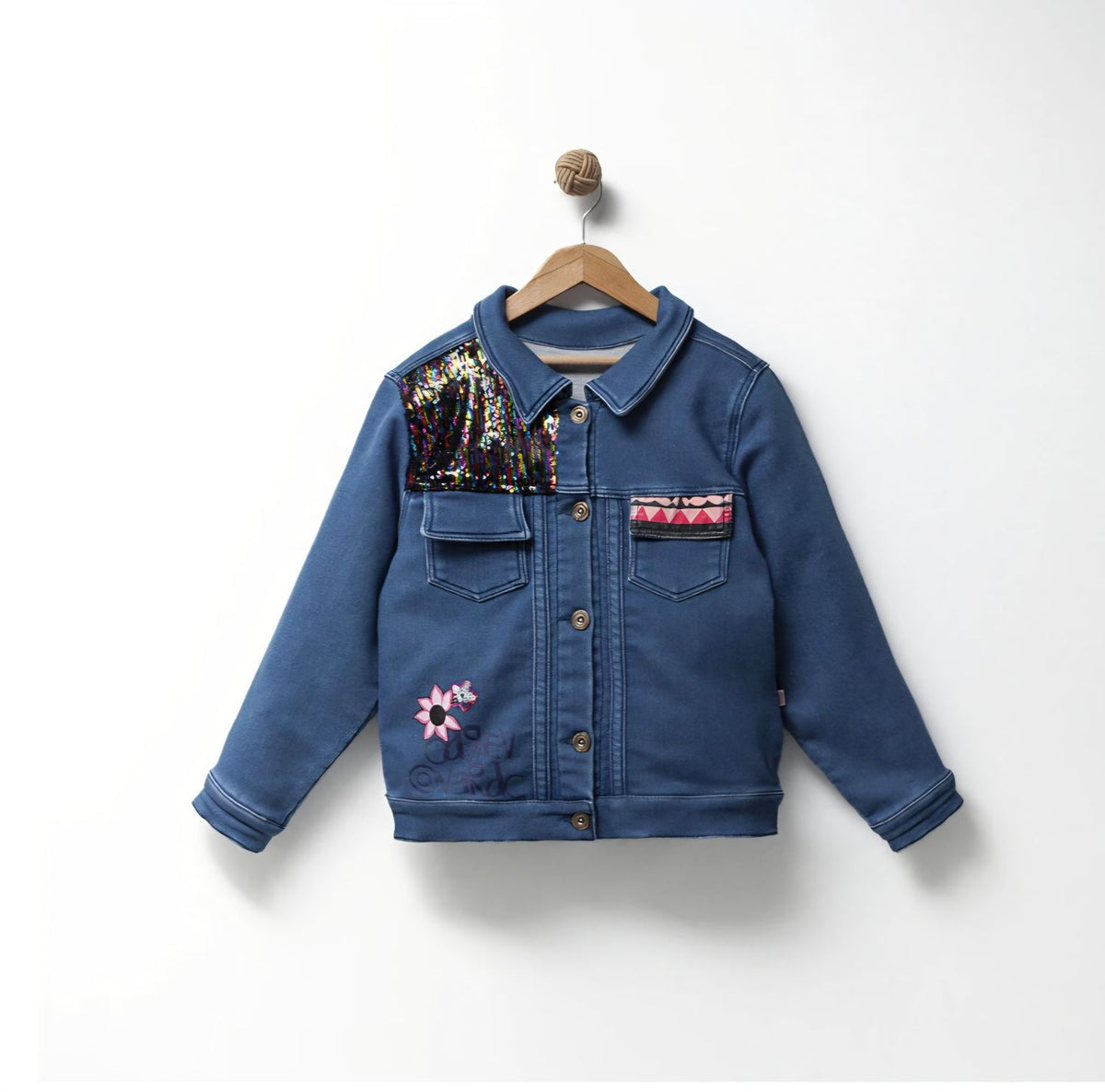 Custom Patchwork and Graphic Denim Jacket