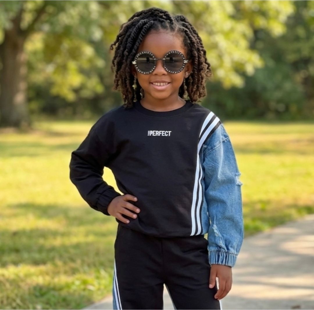 Perfect Contrast Denim Sweatsuit Set