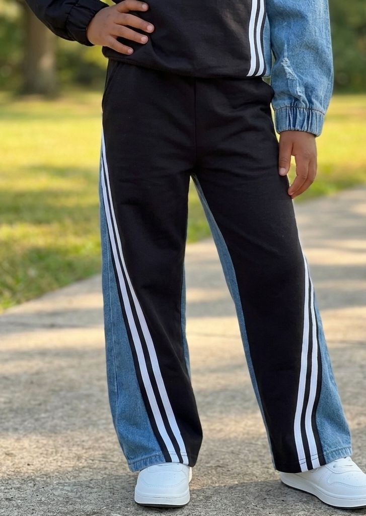 Black and Denim Sweatpants