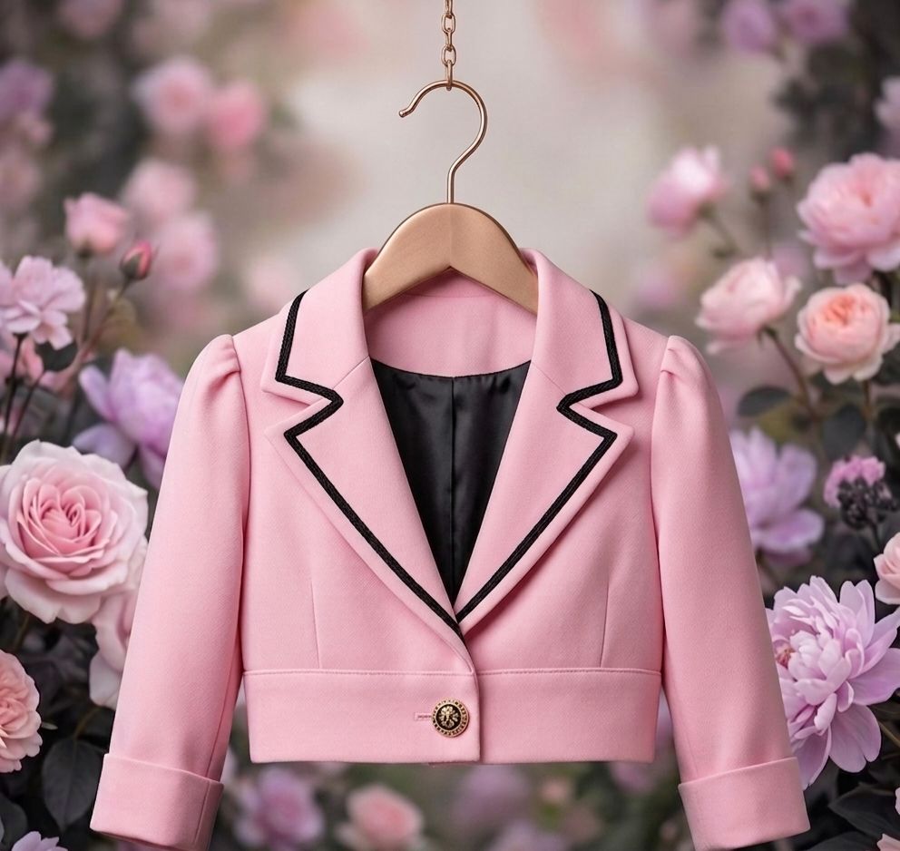 Midnight Petal Dress & Blush Jacket Set