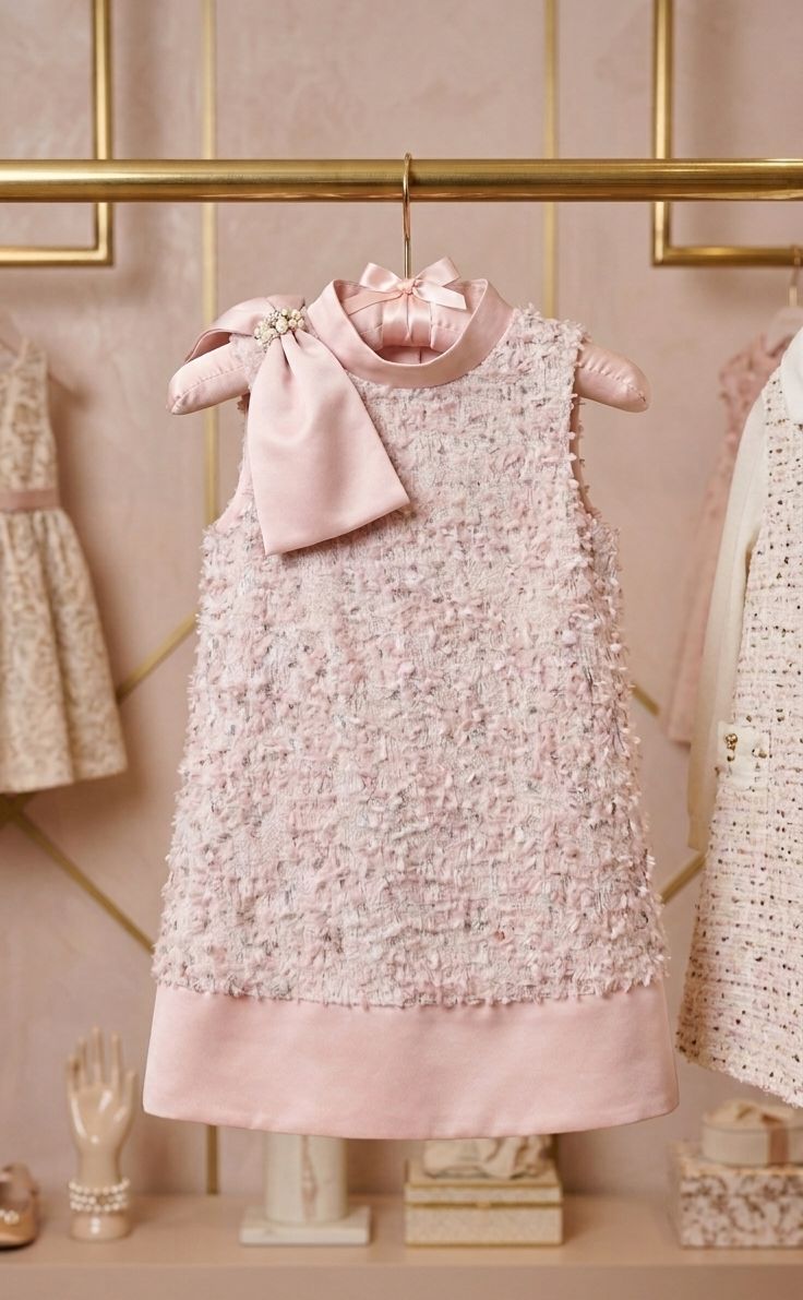 Pearl Bow Textured Shift Dress