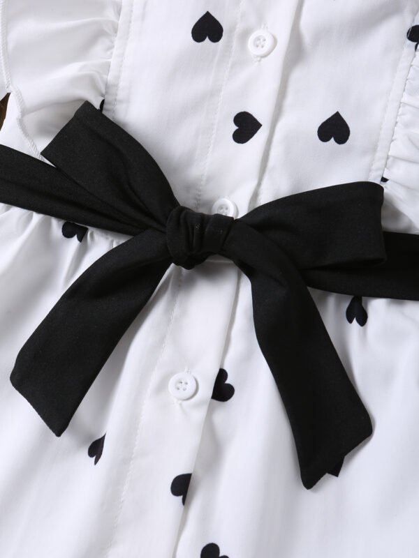 Girls’ Shirt Dress Outfit – Long Shirt with Belt & Leggings (4–7Y) - Image 5