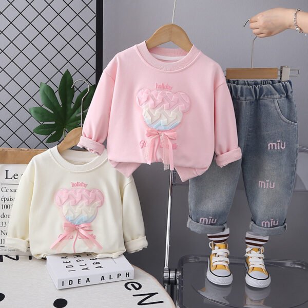Girls’ Bear Outfit – Two-Piece Sweatshirt Set (2–7Y)
