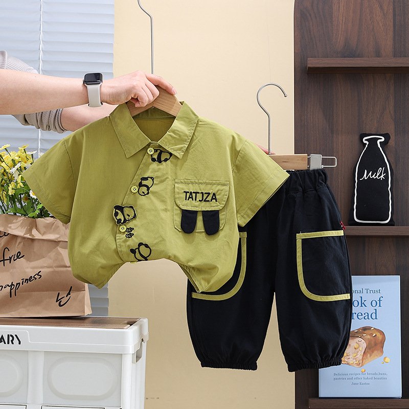 Boys’ Summer Outfit – Cartoon Shirt & Shorts (1–5Y) - Image 3