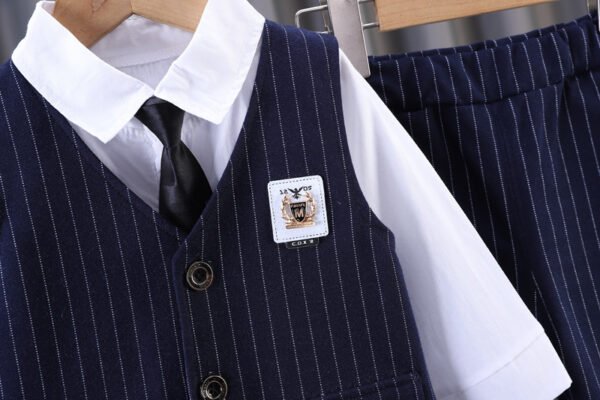 Baby Boys’ Pinstripe 3-Piece Suit – Vest Outfit (2–3Y) - Image 3