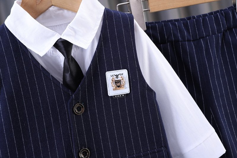 Baby Boys’ Pinstripe 3-Piece Suit – Vest Outfit (2–3Y) - Image 3