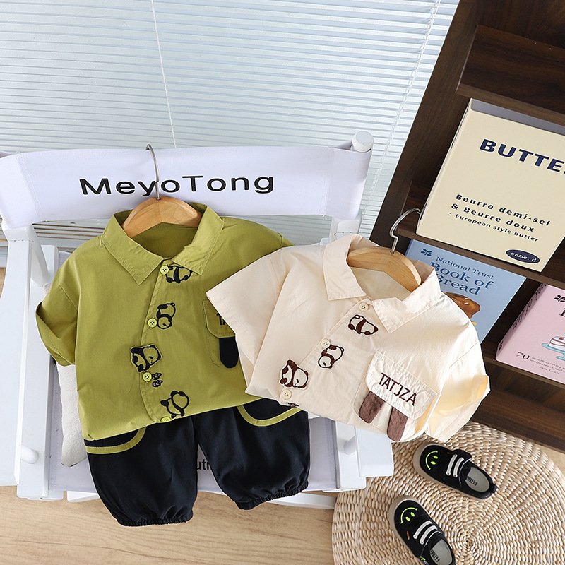 Boys’ Summer Outfit – Cartoon Shirt & Shorts (1–5Y) - Image 2