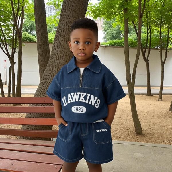 Boys’ Summer Denim Outfit – Top & Shorts Set (3–5Y)