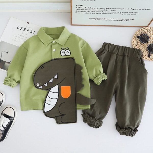Boys’ Dinosaur Outfit – 3D Cartoon Set (2–6Y) - Image 4