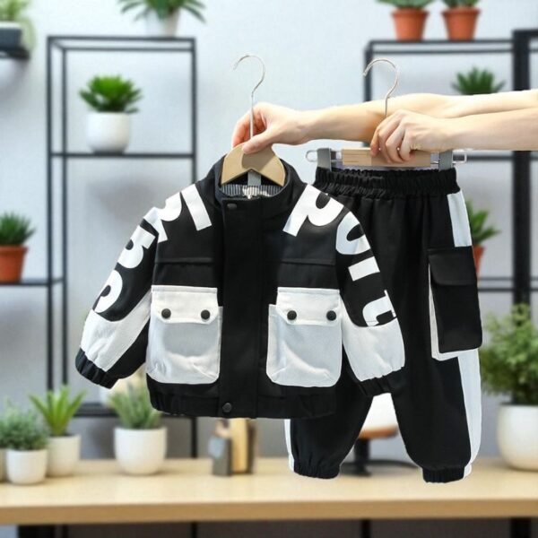 Boys’ Spring Outfit – Long-Sleeve Top & Pants (3–10Y)