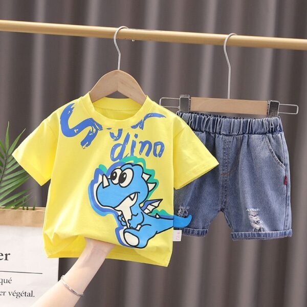 Boys’ Dinosaur Outfit – T-Shirt & Denim Shorts (2–5Y) - Image 2