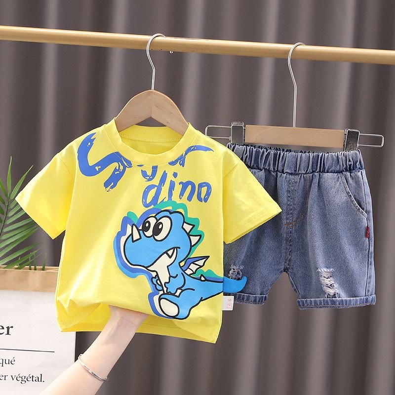 Boys’ Dinosaur Outfit – T-Shirt & Denim Shorts (2–5Y) - Image 2