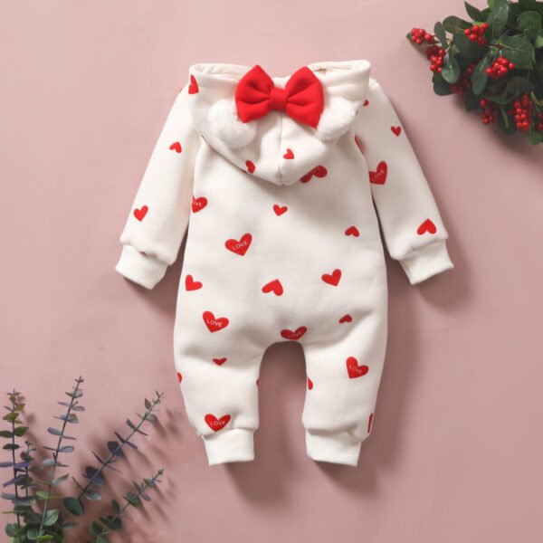 Baby Hooded Heart Romper – Zip-Up One-Piece (6–24M) - Image 3