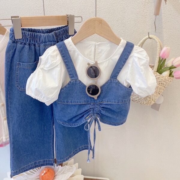 Girls’ Denim 3-Piece Set – Summer Fashion (3–5Y)