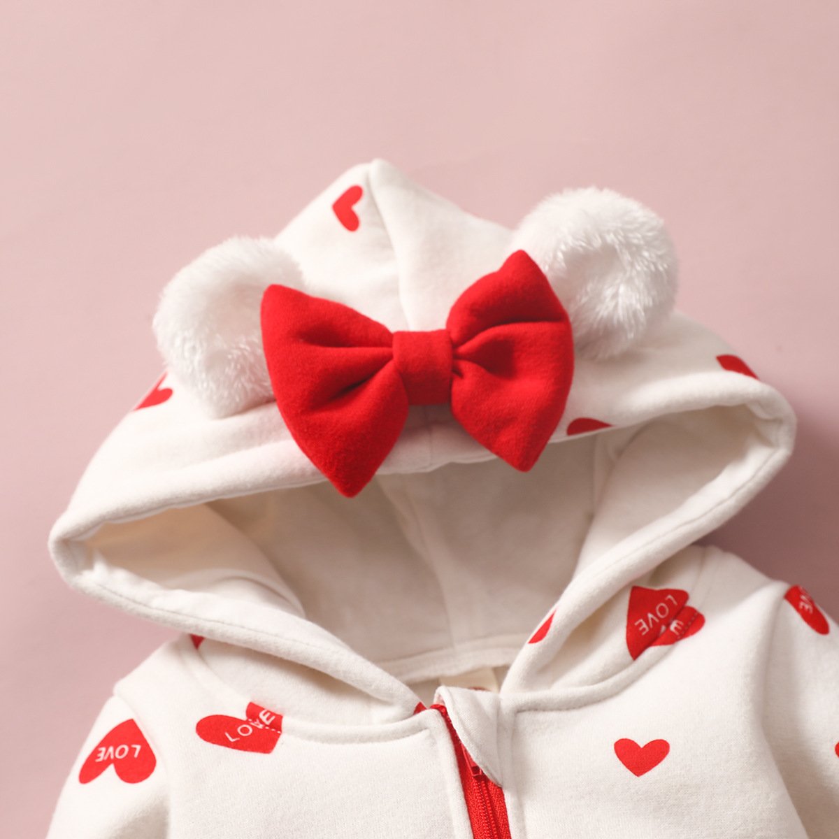 Baby Hooded Heart Romper – Zip-Up One-Piece (6–24M) - Image 4