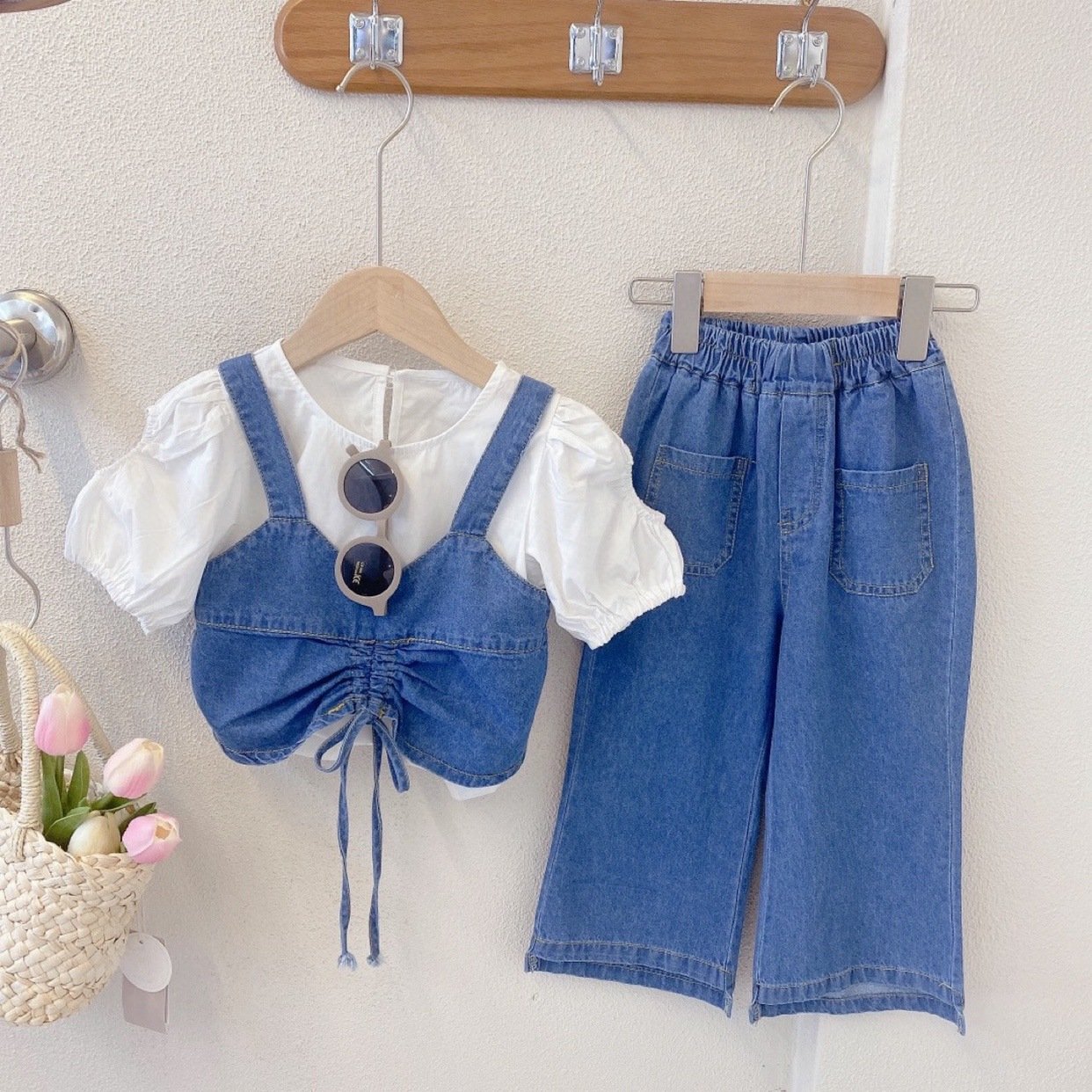 Girls’ Denim 3-Piece Set – Summer Fashion (3–5Y) - Image 2