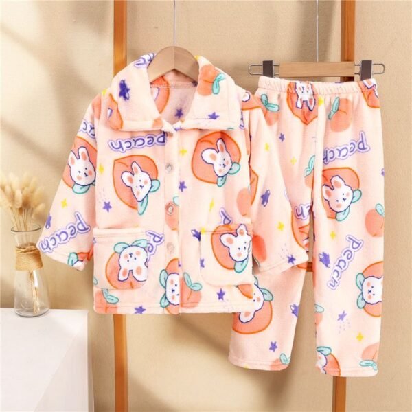 Kids’ Flannel Pajama Set – Warm Sleepwear (2–8Y) - Image 2
