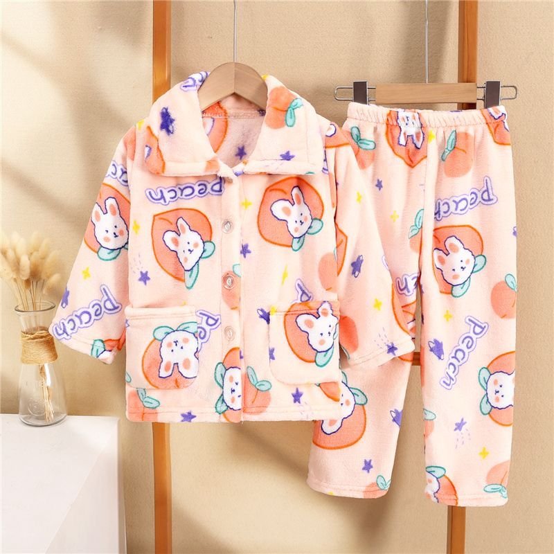 Kids’ Flannel Pajama Set – Warm Sleepwear (2–8Y) - Image 2