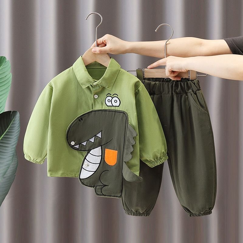 Boys’ Dinosaur Outfit – 3D Cartoon Set (2–6Y) - Image 2