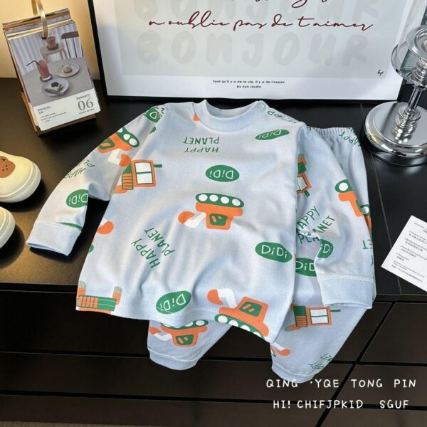 Kids’ Cotton Pajama Set – Long Sleeve Top & Pants (2–3Y) - Image 2