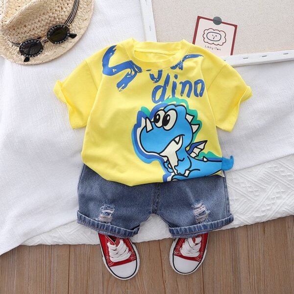 Boys’ Dinosaur Outfit – T-Shirt & Denim Shorts (2–5Y)